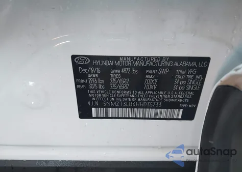 2017 Hyundai Santa Fe Sport 2.4L z USA, uszkodzony, nr VIN 5NMZT3LB6HH035733